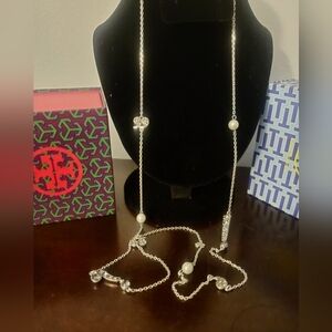 Tory Burch silver and crystal necklace